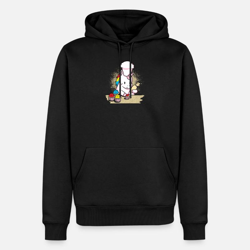 Einhorn Backen Cupcakes Geschenk - Männer Premium Bio Hoodie - Schwarz