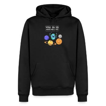 cadeau drôle de terre - Sweat à capuche Premium bio Homme - noir - Devant - Nico (187cm)