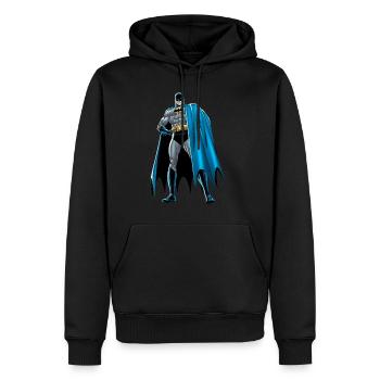 Batman blauer Umhang Pose - Männer Premium Bio Hoodie - Schwarz - Vorne - Nico (187cm)