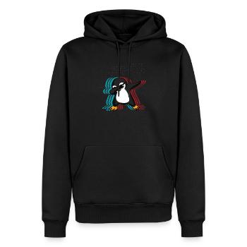 Tampon cadeau pingouin - Sweat à capuche Premium bio Homme - noir - Devant - Nico (187cm)