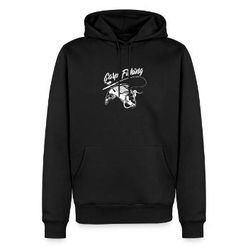 Cadeau de pêche à la carpe - Sweat à capuche Premium bio Homme - noir - Devant - Nico (187cm)