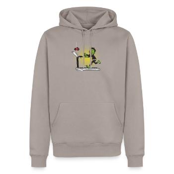 Zombie treadmill Halloween gift - Men’s Premium Organic Hoodie - taupe - Front - Nico (187cm)