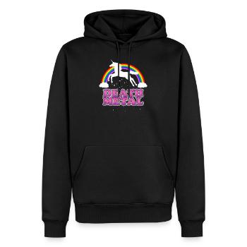 Cadeau de licorne death metal - Sweat à capuche Premium bio Homme - noir - Devant - Nico (187cm)