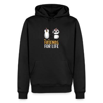 Amis pour la vie cadeau pingouin et panda - Sweat à capuche Premium bio Homme - noir - Devant - Nico (187cm)