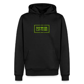 DONNERLOTTCHEN - Männer Premium Bio Hoodie - Schwarz - Vorne - Nico (187cm)