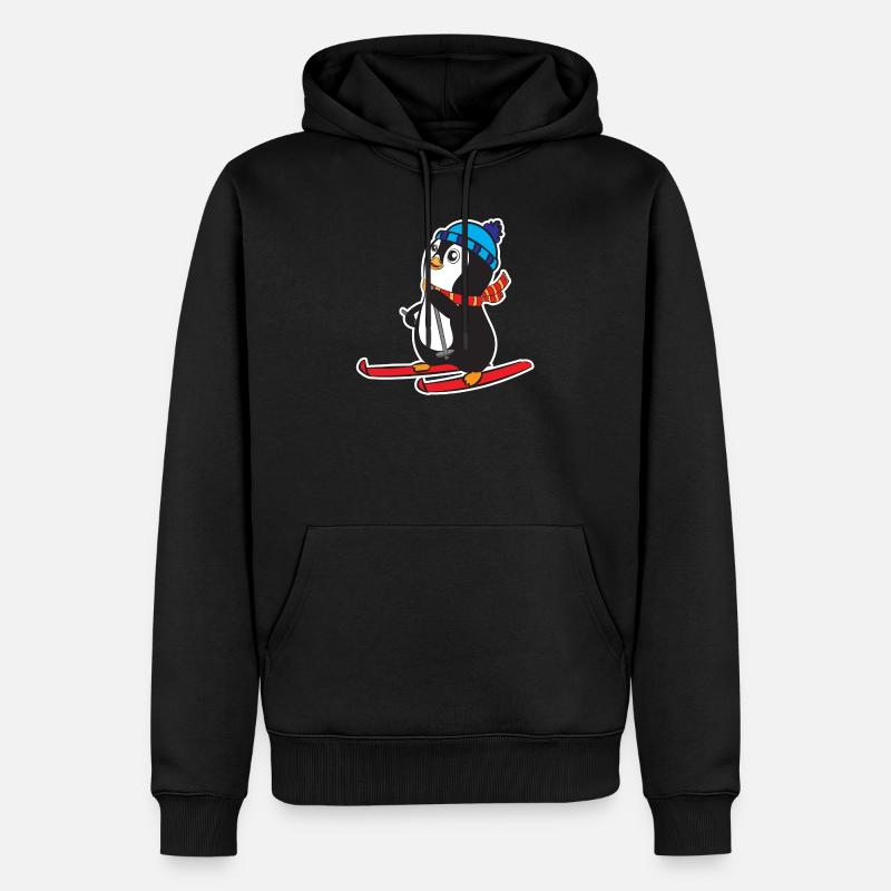 Pinguin Ski - Männer Premium Bio Hoodie - Schwarz