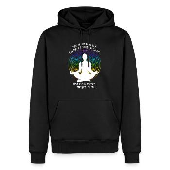 Mostly I'm peace - Meistens bin ich Frieden - Männer Premium Bio Hoodie - Schwarz - Vorne - Nico (187cm)