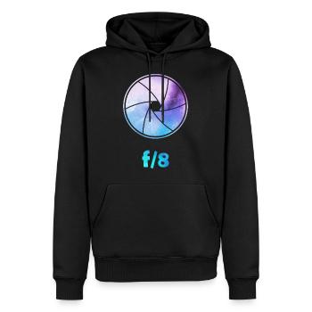 Aperture 8 f / 8 photographie Passion - Sweat à capuche Premium bio Homme - noir - Devant - Nico (187cm)