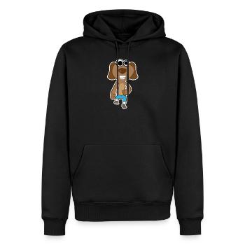 chien de trot doux - Sweat à capuche Premium bio Homme - noir - Devant - Nico (187cm)