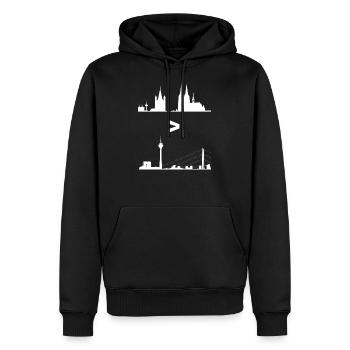Cologne> Düsseldorf est plus grande que Silhouette Kölner - Sweat à capuche Premium bio Homme - noir - Devant - Nico (187cm)