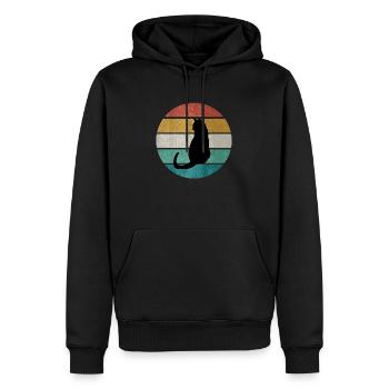 chat noir - Sweat à capuche Premium bio Homme - noir - Devant - Nico (187cm)