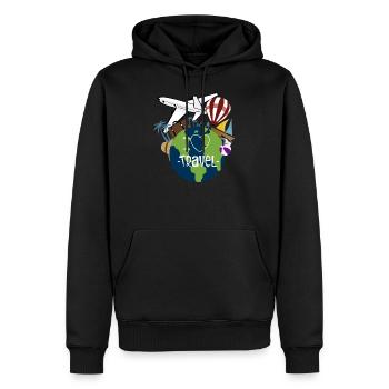 Reise für die Welt - Männer Premium Bio Hoodie - Schwarz - Vorne - Nico (187cm)