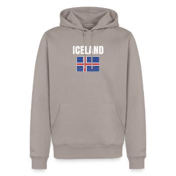 Iceland Flag Vintage National Icelandic Country - Sweat à capuche Premium bio Homme - taupe - Devant - Nico (187cm)