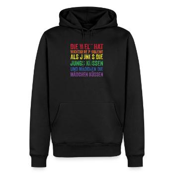 Regenbogenfahne - Männer Premium Bio Hoodie - Schwarz - Vorne - Nico (187cm)
