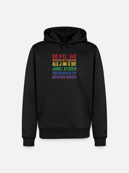 Regenbogenfahne - Männer Premium Bio Hoodie - Schwarz