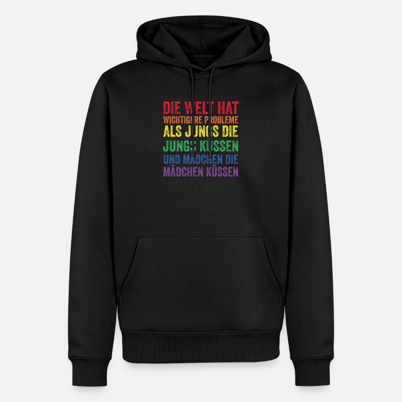 Regenbogenfahne - Männer Premium Bio Hoodie - Schwarz