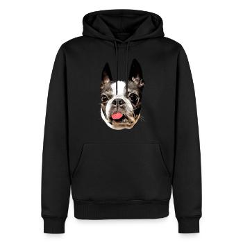 Boston Terrier mite I - Sweat à capuche Premium bio Homme - noir - Devant - Nico (187cm)
