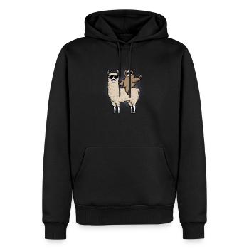 cadeau de lama et paresse - Sweat à capuche Premium bio Homme - noir - Devant - Nico (187cm)