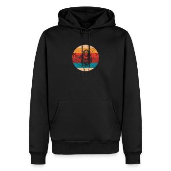 Silhouette de chimpanzé rétro amant chimpanzé - Sweat à capuche Premium bio Homme - noir - Devant - Nico (187cm)