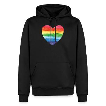 pride coloré arc-en-ciel csd gay amour coeur mariage love - Sweat à capuche Premium bio Homme - noir - Devant - Nico (187cm)
