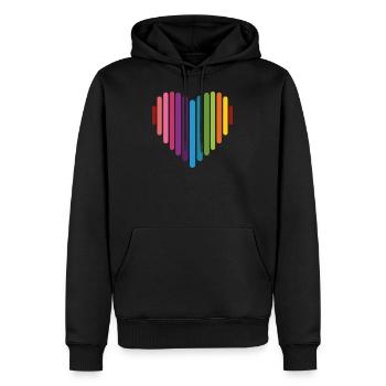 Coeur arc-en-ciel, Amour, Love is love, - Sweat à capuche Premium bio Homme - noir - Devant - Nico (187cm)