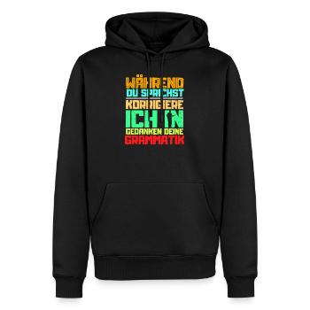 Lehrer - Männer Premium Bio Hoodie - Schwarz - Vorne - Nico (187cm)