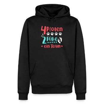 4 Pfoten 2 Füße ein Team - Hunde - Männer Premium Bio Hoodie - Schwarz - Vorne - Nico (187cm)