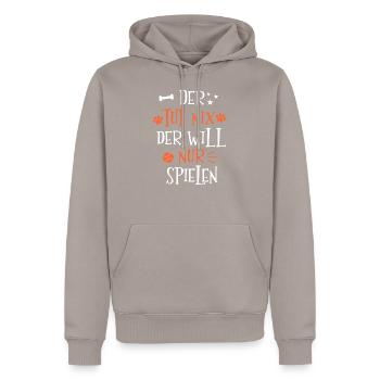 propriétaires de chiens - Sweat à capuche Premium bio Homme - taupe - Devant - Nico (187cm)