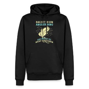 Angler - Männer Premium Bio Hoodie - Schwarz - Vorne - Nico (187cm)