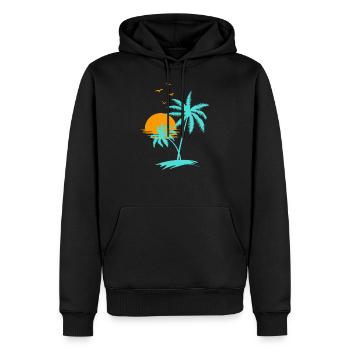 Miami Beach - Männer Premium Bio Hoodie - Schwarz - Vorne - Nico (187cm)