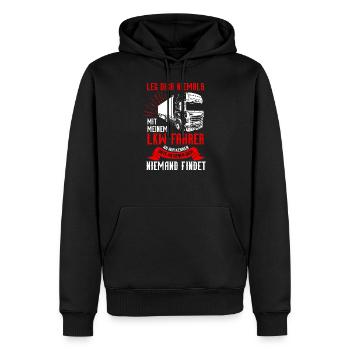 Leg dich niemals mit einem LKW Fahrer an - Männer Premium Bio Hoodie - Schwarz - Vorne - Nico (187cm)