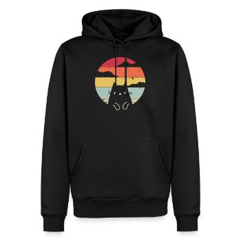 Chat design rétro vintage - Sweat à capuche Premium bio Homme - noir - Devant - Nico (187cm)