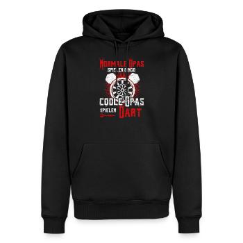 Dart Opa - Männer Premium Bio Hoodie - Schwarz - Vorne - Nico (187cm)