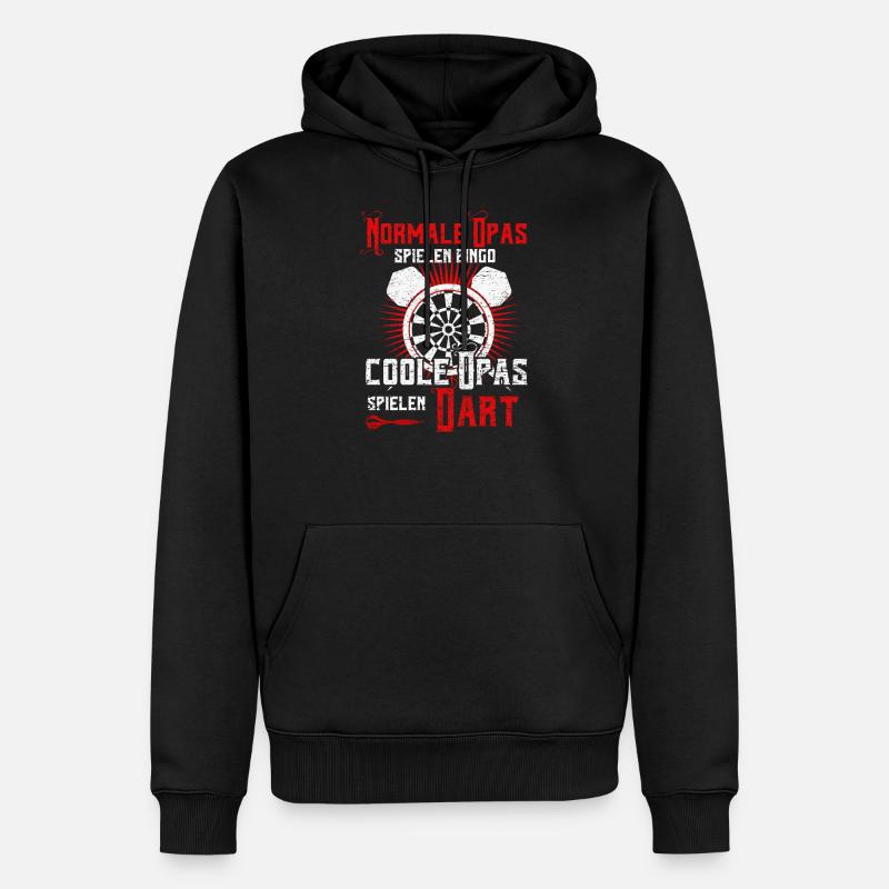 Dart Opa - Männer Premium Bio Hoodie - Schwarz