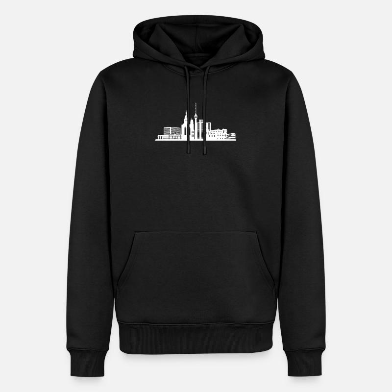 Skyline de Stuttgart - Sweat à capuche Premium bio Homme - noir