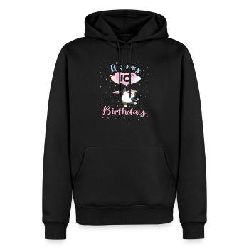 C'est mon 10e anniversaire Penguin Girl 10 ans - Sweat à capuche Premium bio Homme - noir - Devant - Nico (187cm)