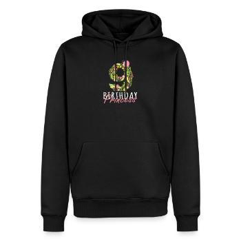 9e anniversaire Princesse 9 Ans Fille Florale - Sweat à capuche Premium bio Homme - noir - Devant - Nico (187cm)