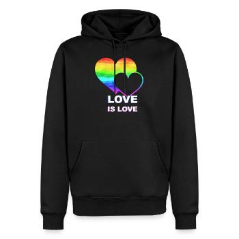 L'amour est l'amour l'amour gay - Sweat à capuche Premium bio Homme - noir - Devant - Nico (187cm)