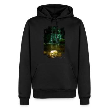 Golden Retriever with waterfall - Men’s Premium Organic Hoodie - black - Front - Nico (187cm)