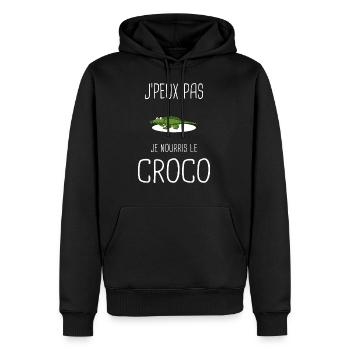 Croco - crocodile -caïman -alligator - Sweat à capuche Premium bio Homme - noir - Devant - Nico (187cm)