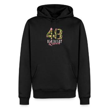 48. Geburtstagskönigin 48 Jahre alte Frau Blumen - Männer Premium Bio Hoodie - Schwarz - Vorne - Nico (187cm)