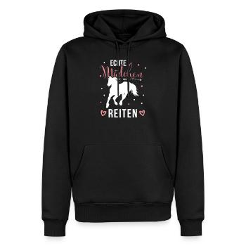 Echte Mädchen Reiten Pferde Mädchen - Männer Premium Bio Hoodie - Schwarz - Vorne - Nico (187cm)