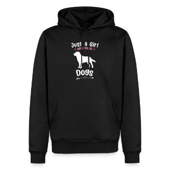 Juste une fille qui aime les chiens - Sweat à capuche Premium bio Homme - noir - Devant - Nico (187cm)