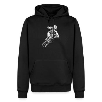 Mountain Biker / MTB Downhill Fahrrad geschenk - Männer Premium Bio Hoodie - Schwarz - Vorne - Nico (187cm)