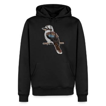 Kookaburra oiseau dessin biologiste amoureux des oiseaux - Sweat à capuche Premium bio Homme - noir - Devant - Nico (187cm)