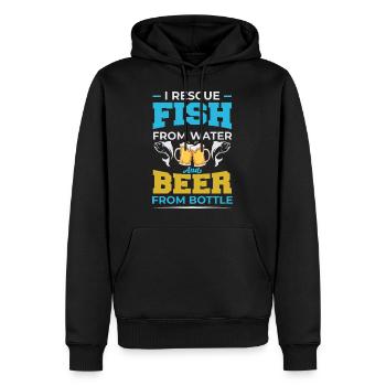 Fish + beer - Männer Premium Bio Hoodie - Schwarz - Vorne - Nico (187cm)