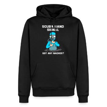 Plongeur Main Signe Scuba Diving - Sweat à capuche Premium bio Homme - noir - Devant - Nico (187cm)