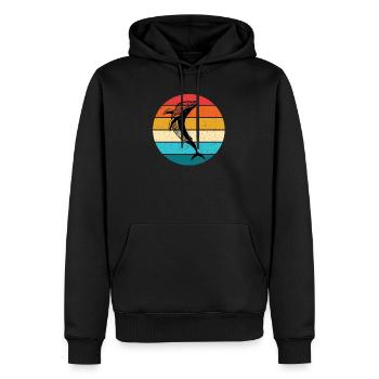 Wal - Männer Premium Bio Hoodie - Schwarz - Vorne - Nico (187cm)