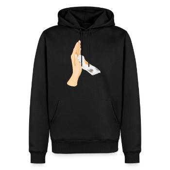 High Five avec chat main blanche - Sweat à capuche Premium bio Homme - noir - Devant - Nico (187cm)