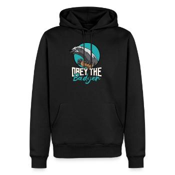 Gehorche Dem Dachs - Männer Premium Bio Hoodie - Schwarz - Vorne - Nico (187cm)